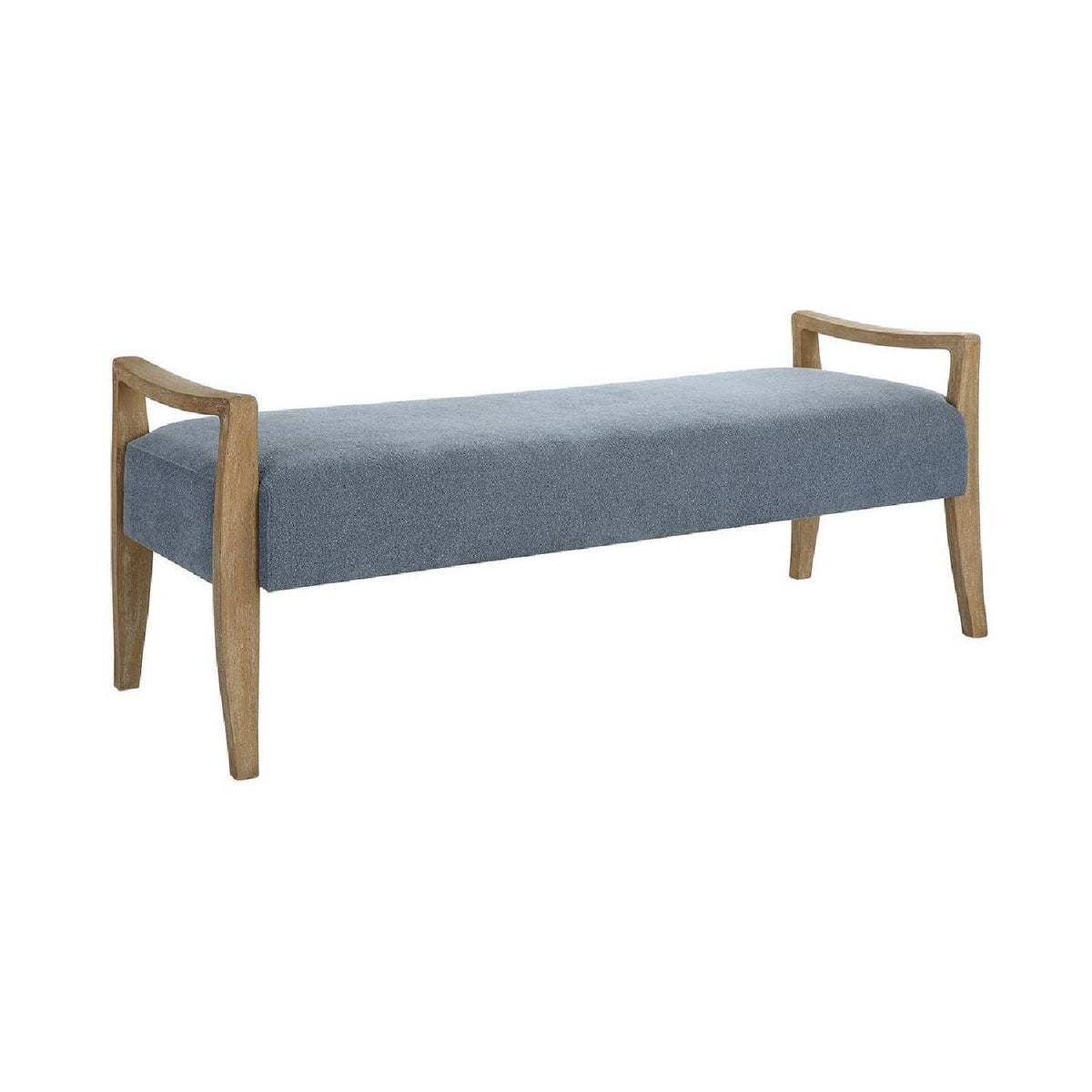 Wood Framed Blue Fabric Bench by Uttermost Daylight, alternate view 3