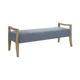 Wood Framed Blue Fabric Bench by Uttermost Daylight, alternate view 3