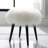 White Sheepskin Accent Stool by Uttermost Wooly, alternate view 6