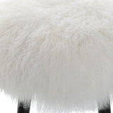 White Sheepskin Accent Stool by Uttermost Wooly, alternate view 4