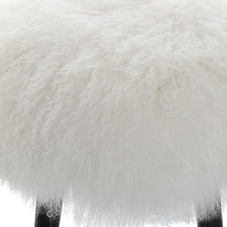 White Sheepskin Accent Stool by Uttermost Wooly, alternate view 4