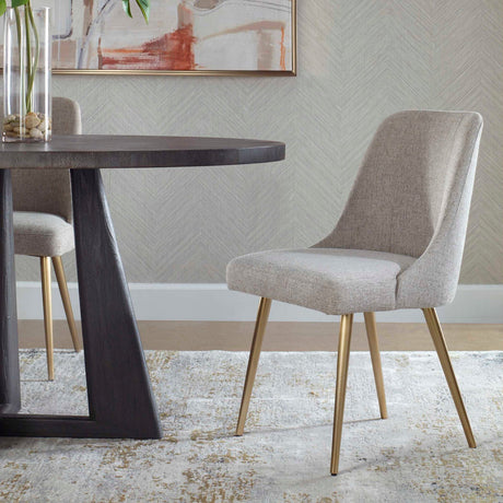 Taupe Fabric Sloped Dining Chair by Uttermost Bramwell, alternate view 2