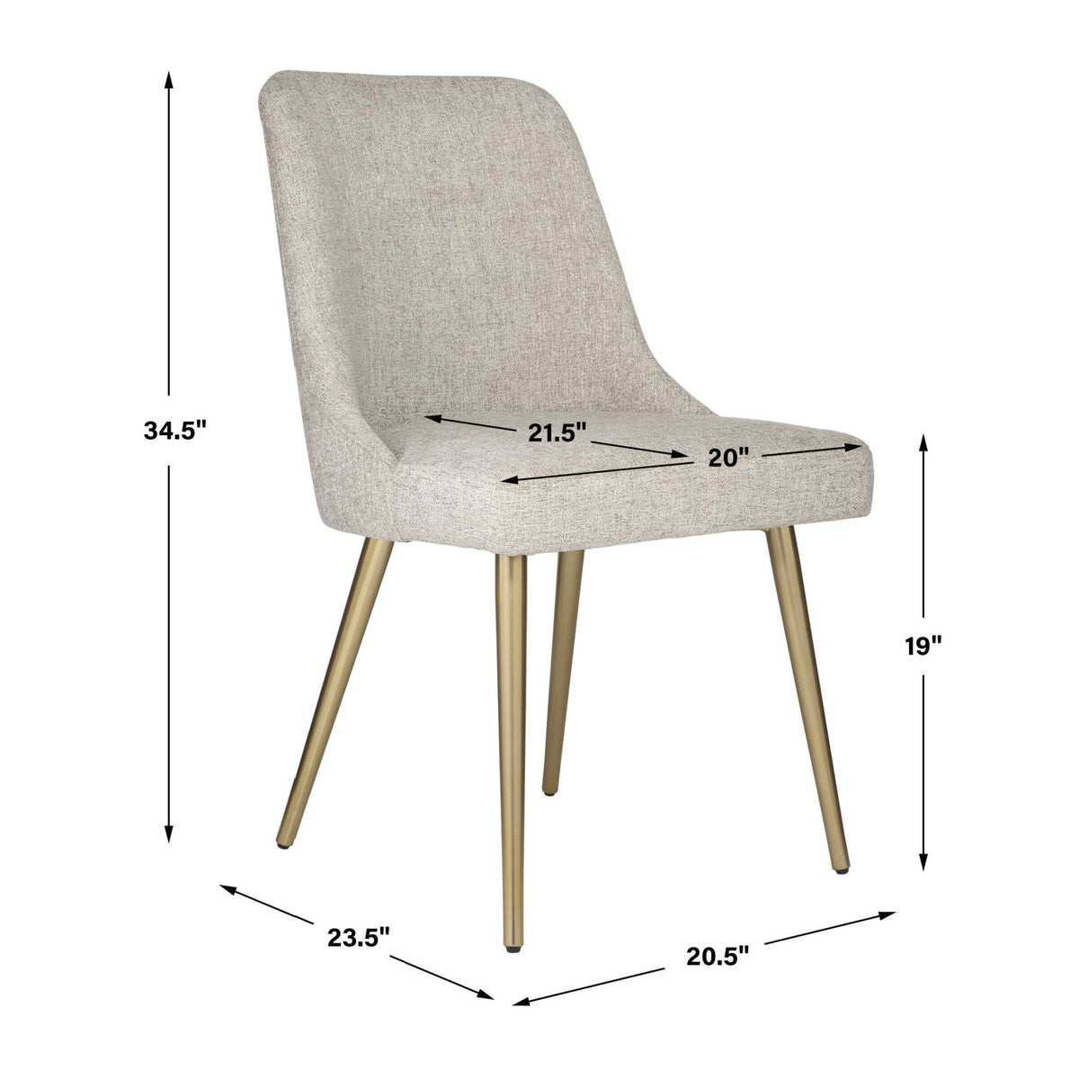 Taupe Fabric Sloped Dining Chair by Uttermost Bramwell, alternate view 8