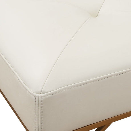 Tufted White Leather Bench by Uttermost Swale, alternate view 6