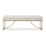 Tufted White Leather Bench by Uttermost Swale