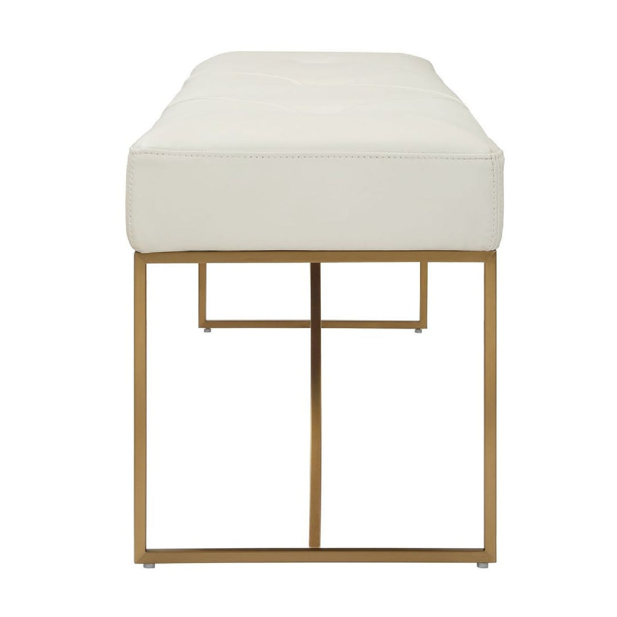 Tufted White Leather Bench by Uttermost Swale, alternate view 4