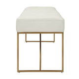 Tufted White Leather Bench by Uttermost Swale, alternate view 4