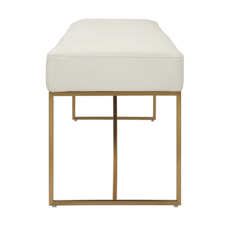 Tufted White Leather Bench by Uttermost Swale, alternate view 4