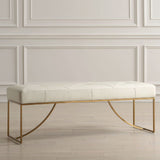 Tufted White Leather Bench by Uttermost Swale, alternate view 8