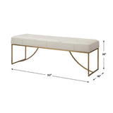 Tufted White Leather Bench by Uttermost Swale, alternate view 5