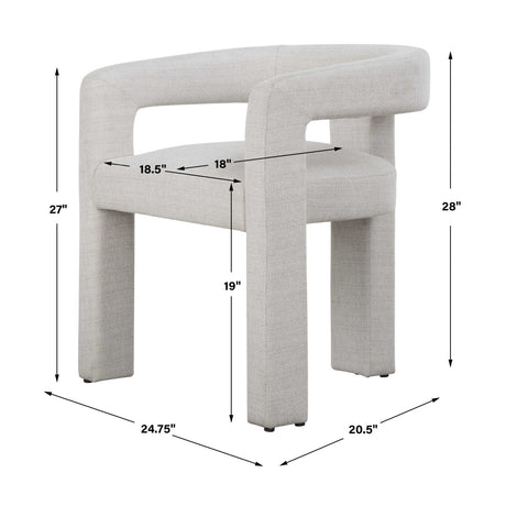 White Three-Legged Dining Chair by Uttermost Perspective, alternate view 9