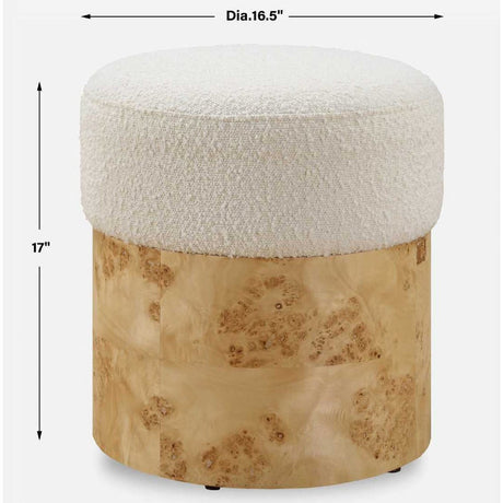 Poplar Burl Base Ottoman by Uttermost Swirls, alternate view 3