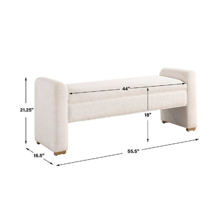 White Boucle Modern Bench by Uttermost Caliste, alternate view 6