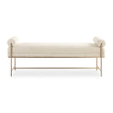 White Boucle Modern Bench by Uttermost Bolster