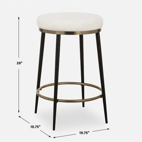 Cream Chenille Round Counter Stool by Uttermost Ensemble, alternate view 6