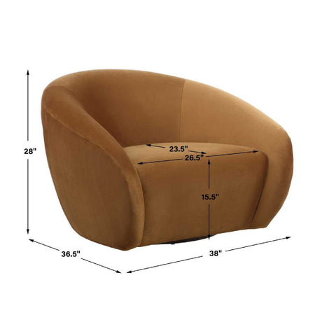 Modern European furniture - Curved-Back Velvet Swivel Chair - www.oroa.com