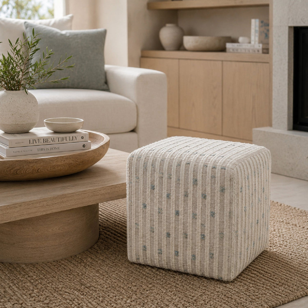 Modern European furniture - Chenille Cube Ottoman - www.oroa.com