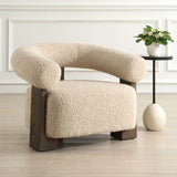 White Shearling T-Back Accent Chair by Uttermost Lennox, alternate view 2