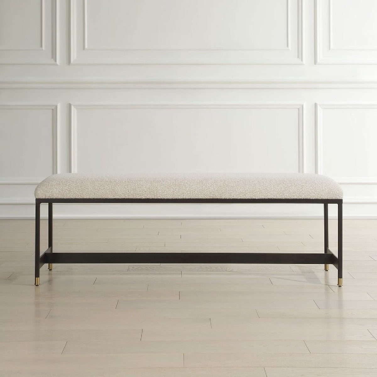 White Upholstered Bench by Uttermost Halston, alternate view 6