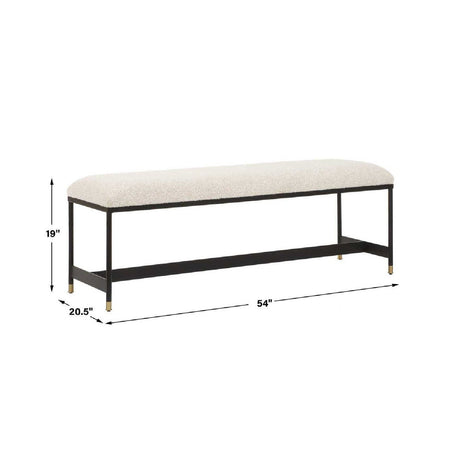 White Upholstered Bench by Uttermost Halston, alternate view 8