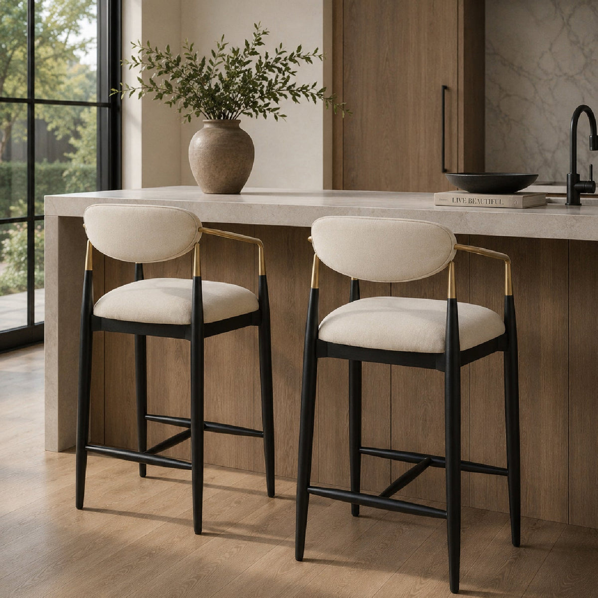 Modern European furniture - White Velvet Counter Stool - www.oroa.com