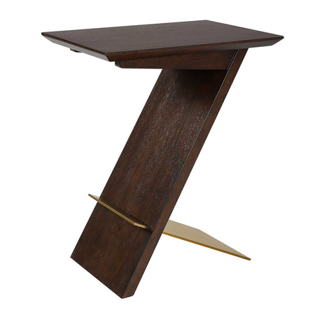 Modern European furniture - Brown Wooden Slanted Accent Table - www.oroa.com