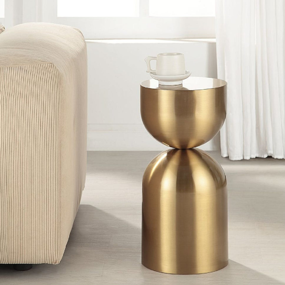 Modern European furniture - Gold Hourglass Accent Table - www.oroa.com