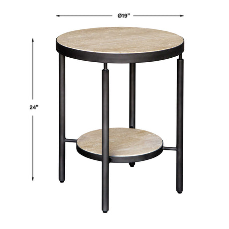 Modern European furniture - Round Travertine Side Table - www.oroa.com