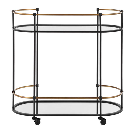 Modern European furniture - Mirrored Shelves Bar Cart - www.oroa.com