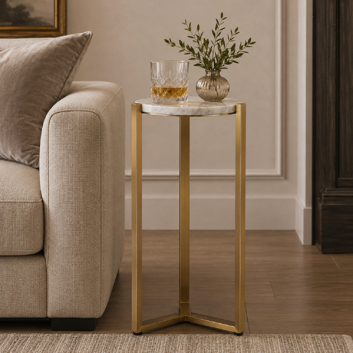 Modern European furniture - Round White Marble Drink Table - www.oroa.com