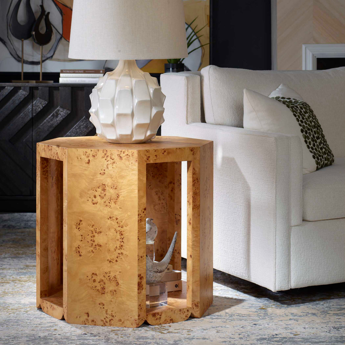 Octagonal Poplar Burl Side Table by Uttermost Indus, alternate view 2