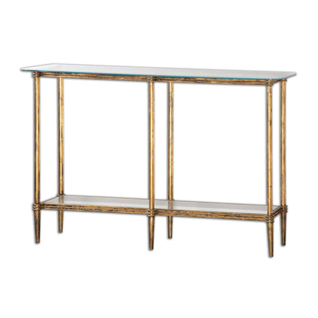 Modern European furniture - Gold Framed Glass Console Table - www.oroa.com