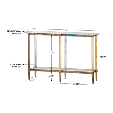 Modern European furniture - Gold Framed Glass Console Table - www.oroa.com