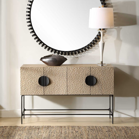 Elm Veneer 4-Door Cabinet by Uttermost Lunar, alternate view 2