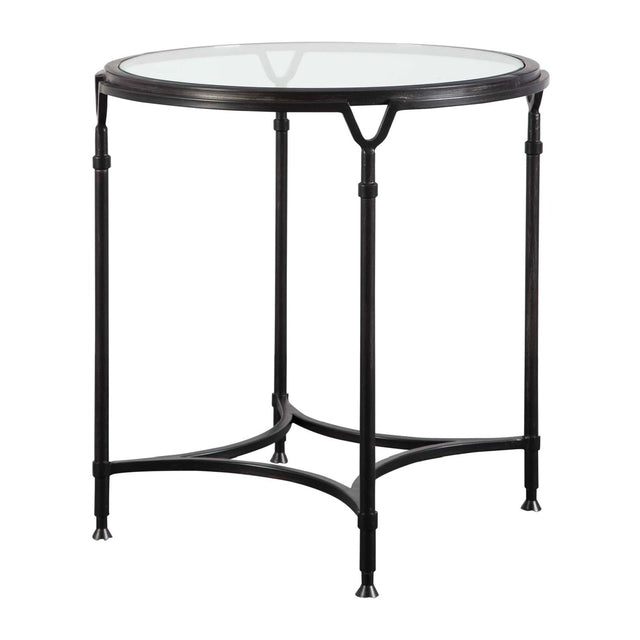 Black Steel Framed Side Table by Uttermost Samson