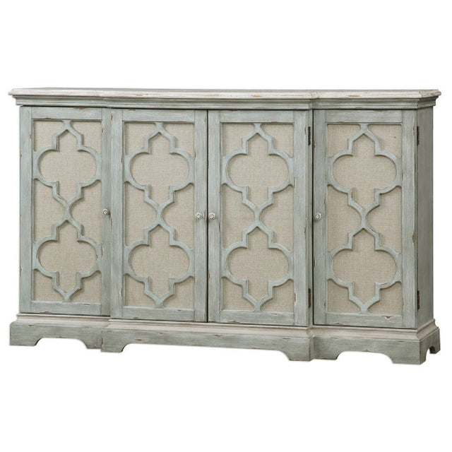 Gray Open-Carved 4-Door Cabinet by Uttermost Sophie