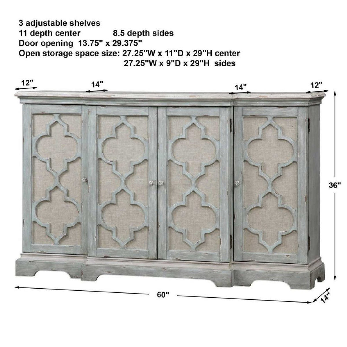 Gray Open-Carved 4-Door Cabinet by Uttermost Sophie, alternate view 7