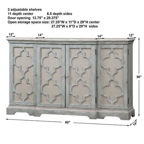 Gray Open-Carved 4-Door Cabinet by Uttermost Sophie, alternate view 7