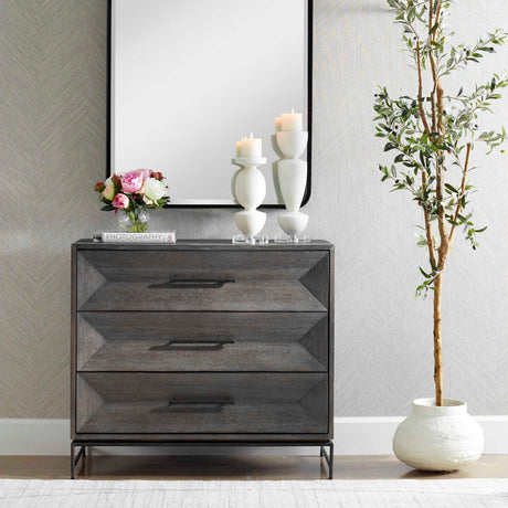 Gray Glazed Acacia 3-Drawer Chest by Uttermost Knox, alternate view 2