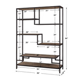 Modern European furniture - Pine Wood Staggered-Shelf Bookcase - www.oroa.com