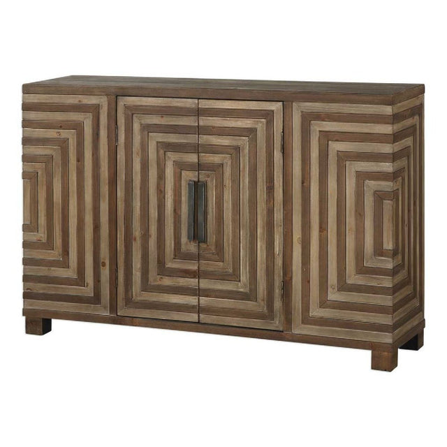 Fir Wood Parquet Console Cabinet by Uttermost Layton