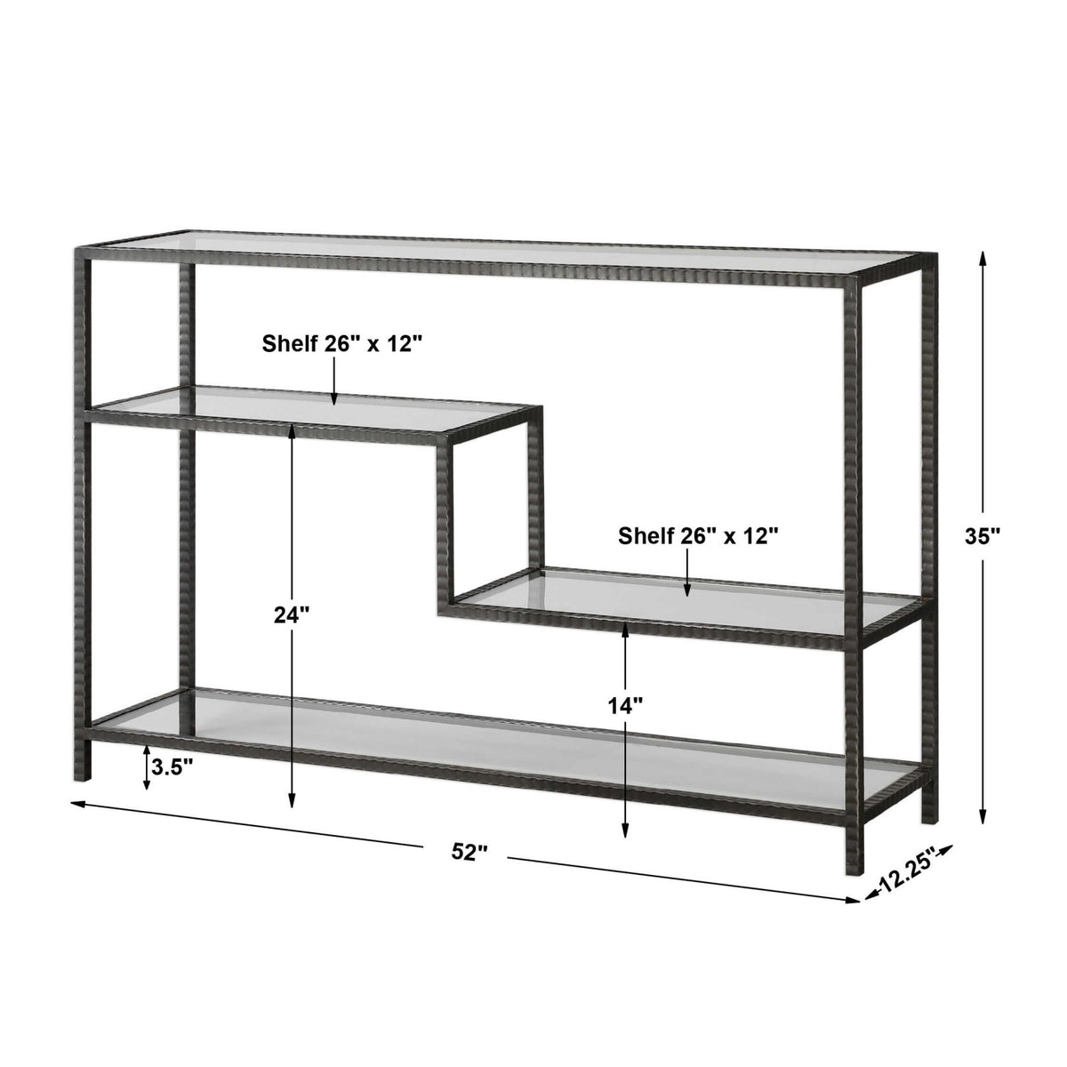 Black Iron Multilayered Console Table by Uttermost Leo, alternate view 6