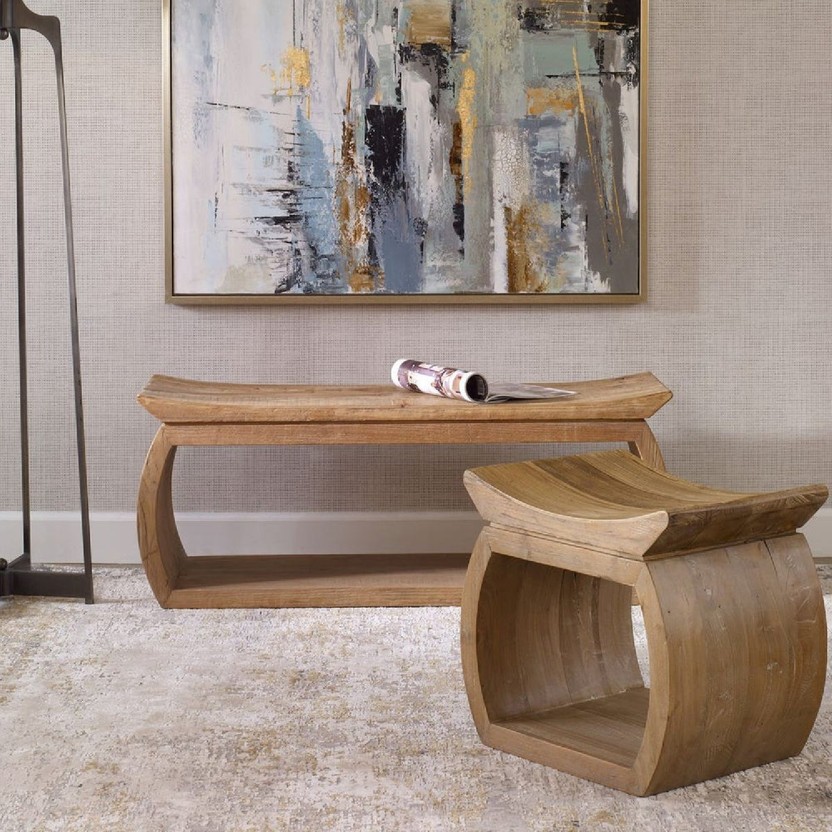 Modern European furniture - Elm Wood Accent Bench - www.oroa.com