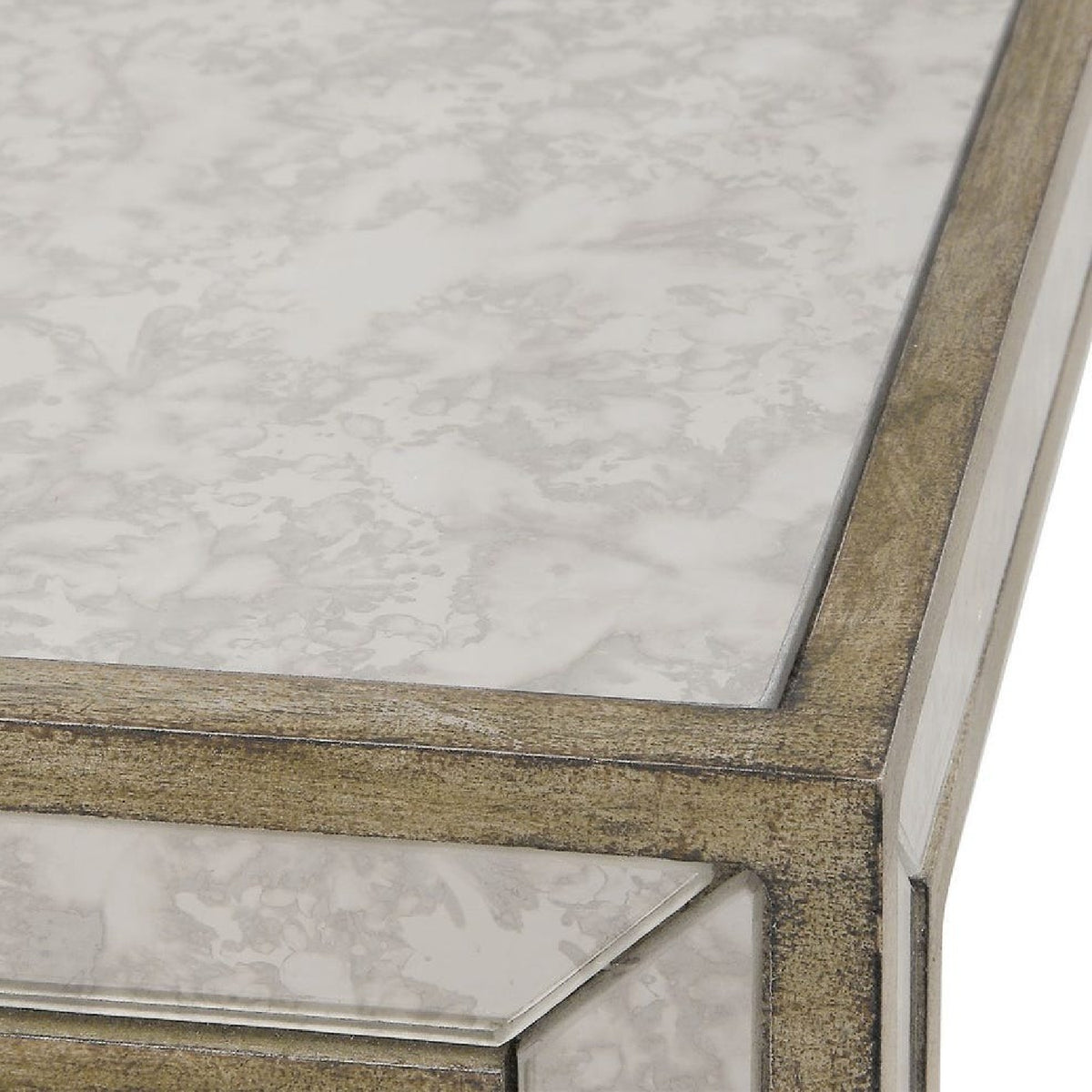 Modern European furniture - Mottled Antique Mirror End Table - www.oroa.com