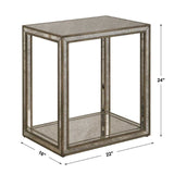 Modern European furniture - Mottled Antique Mirror End Table - www.oroa.com