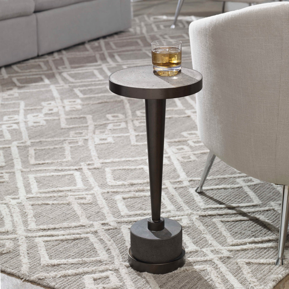 Bronze Pedestal Drink Table by Uttermost Masika, alternate view 5