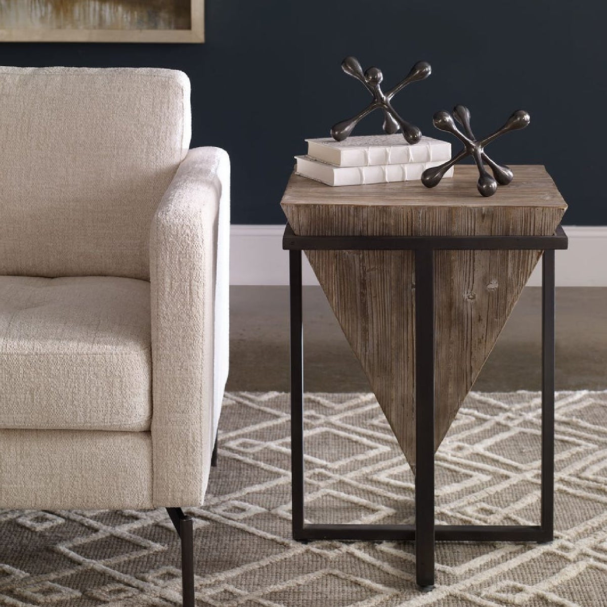 Modern European furniture - Fir Wood Pyramid Side Table - www.oroa.com