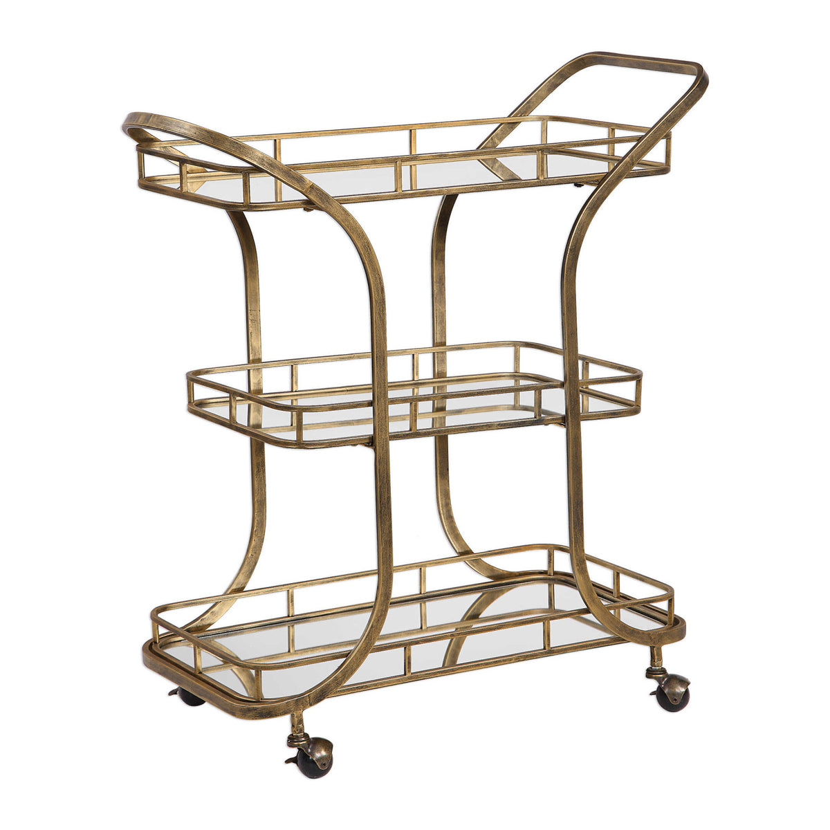 Modern European furniture - 3-Shelves Mirrored Serving Cart - www.oroa.com