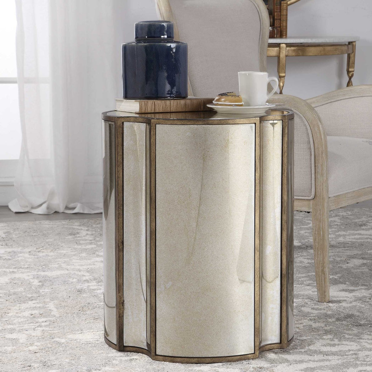 Antique Mirror Quatrefoil Accent Table by Uttermost Harlow, alternate view 5
