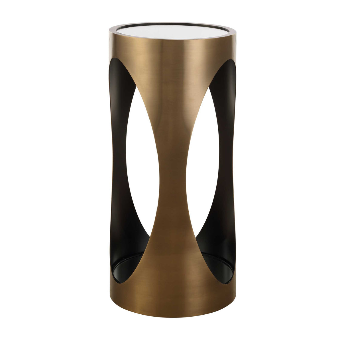 Modern European furniture - Cylindrical Brass Mirrored Drink Table - www.oroa.com